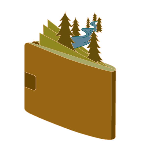wallet containing a forest